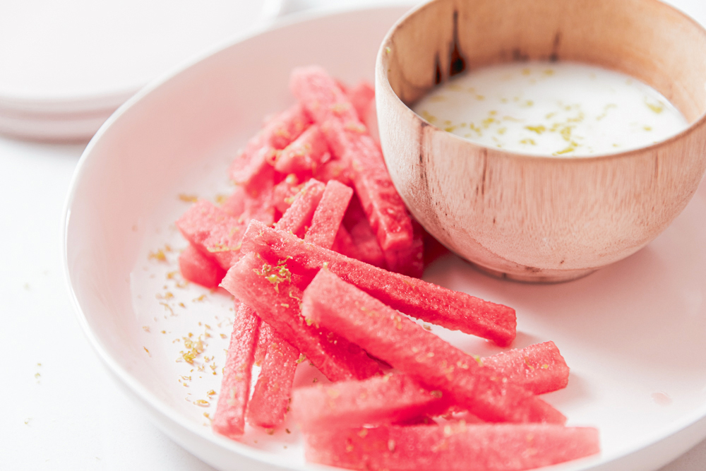 Watermelon Fries with Tangy Lime Coconut Dip