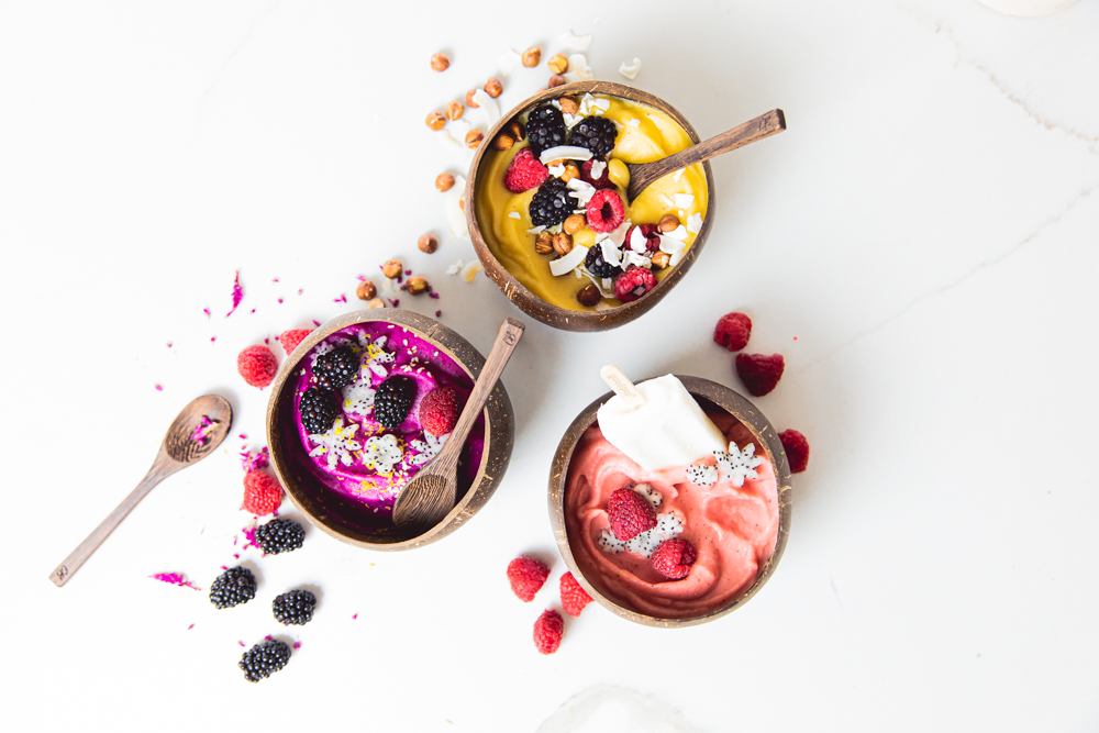 Back to School Breakfast Smoothie Bowls with Coconut Bowls