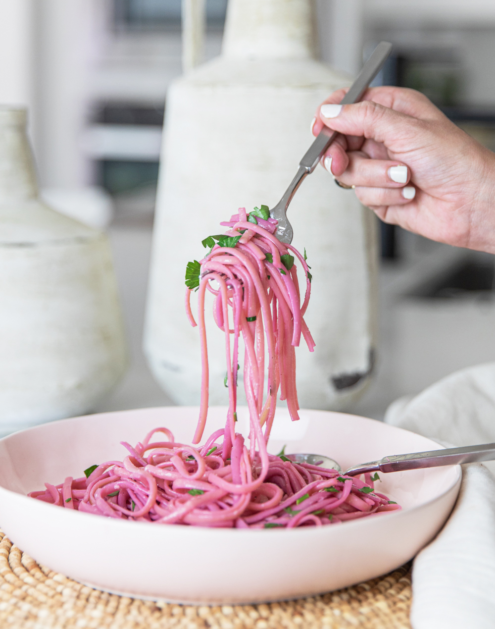 This Pretty Pink Pasta Changes Colors Before Your Eyes