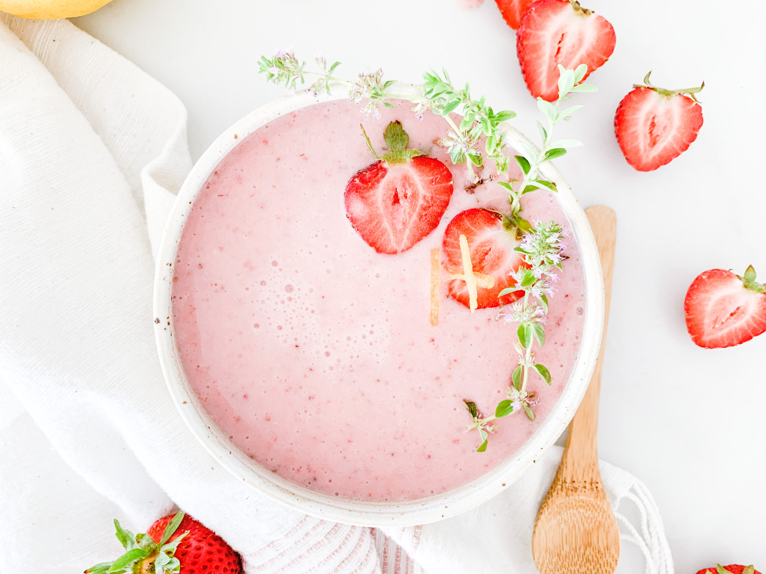 A Chilled Strawberry-Lemon Thyme Soup