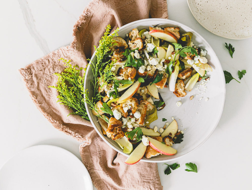 Bring On The Fall With A Panzanella Salad With Roasted Leeks, Pecans & Apples
