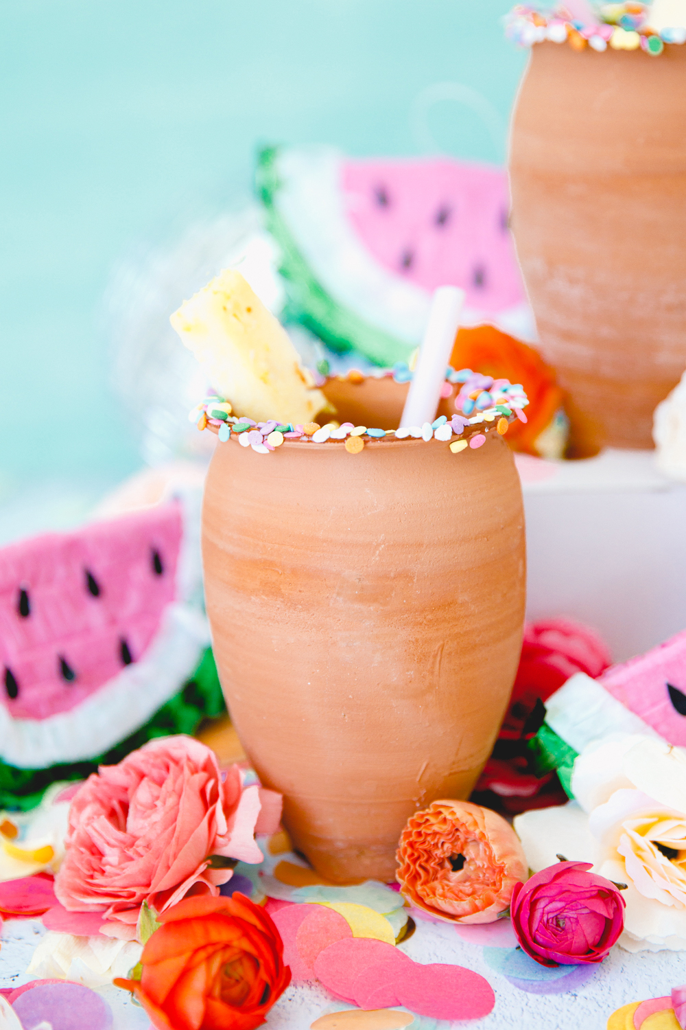 Time For A Fiesta With This Watermelon + Cantaloupe Pinata Cocktail For All!