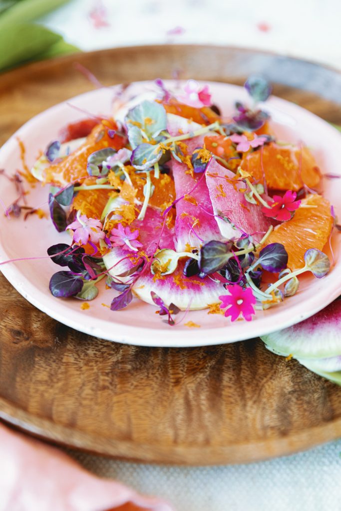 Rainbow Radish and Edible Flower Salad with Blood Orange Vinaigrette by  thenonchalantcook, Quick & Easy Recipe