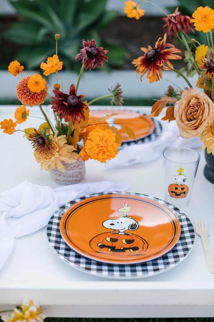 Snoopy Pottery Barn peanuts Halloween pumpkin plate cup lunch holiday gift  set