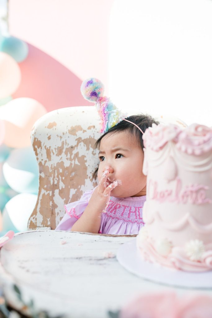 The Sweetest Baby Girl  First Birthday Cake Smash in Charlotte Area